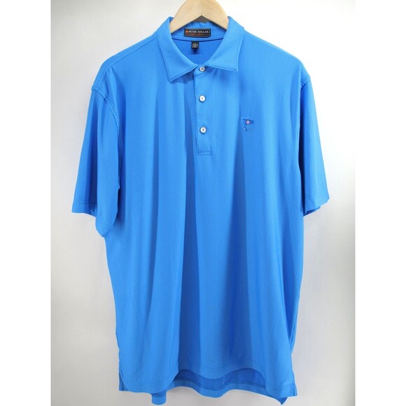 Peter Millar Men Summer Comfort Golf Polo Shirt Blue Striped Size Large - Picture 1 of 7